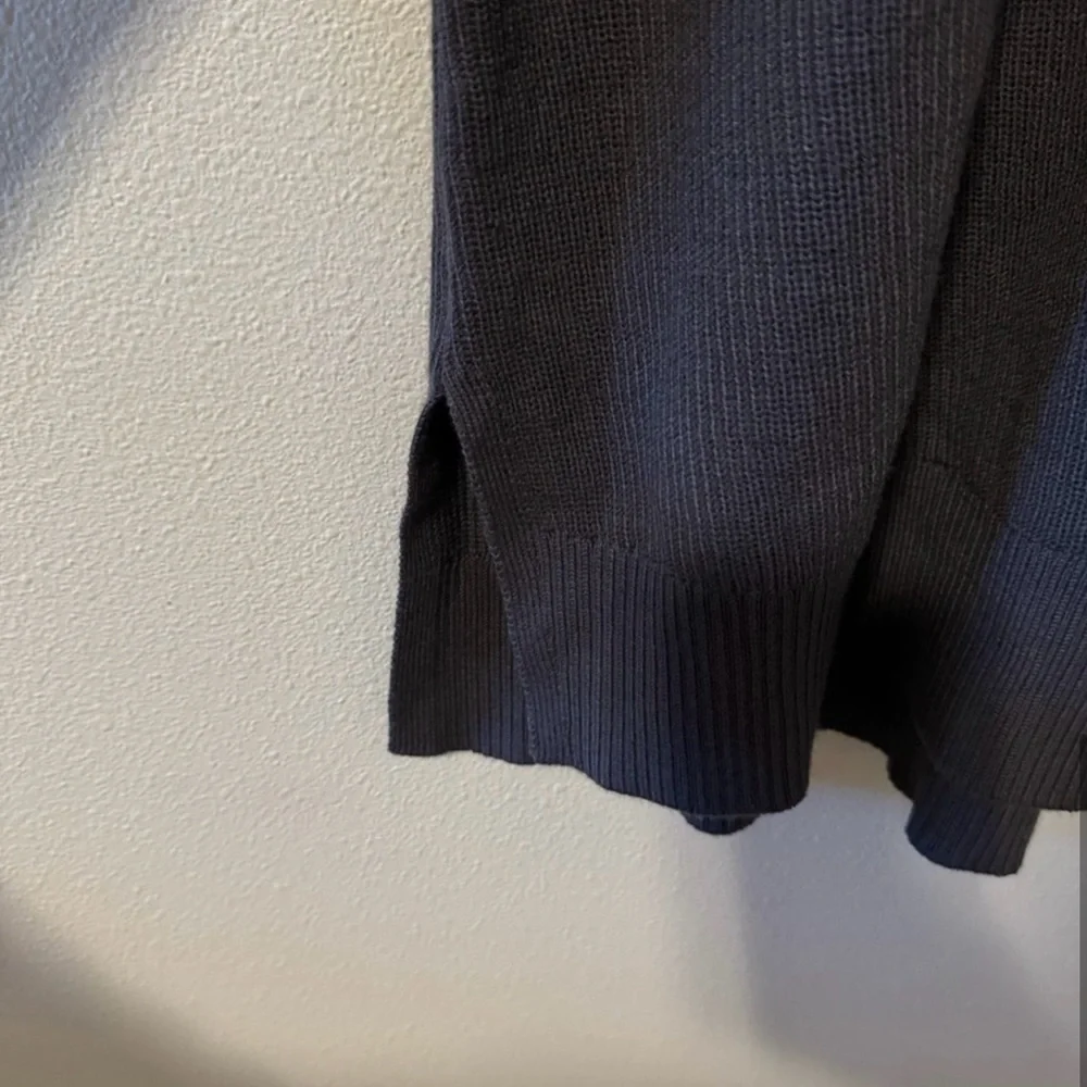 Athleta Handover Refined Wool Blend V Neck Ribbed Sweater Purple/Gray - Picture 6 of 8